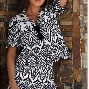 Zara Monochrome Patterned Blouse
